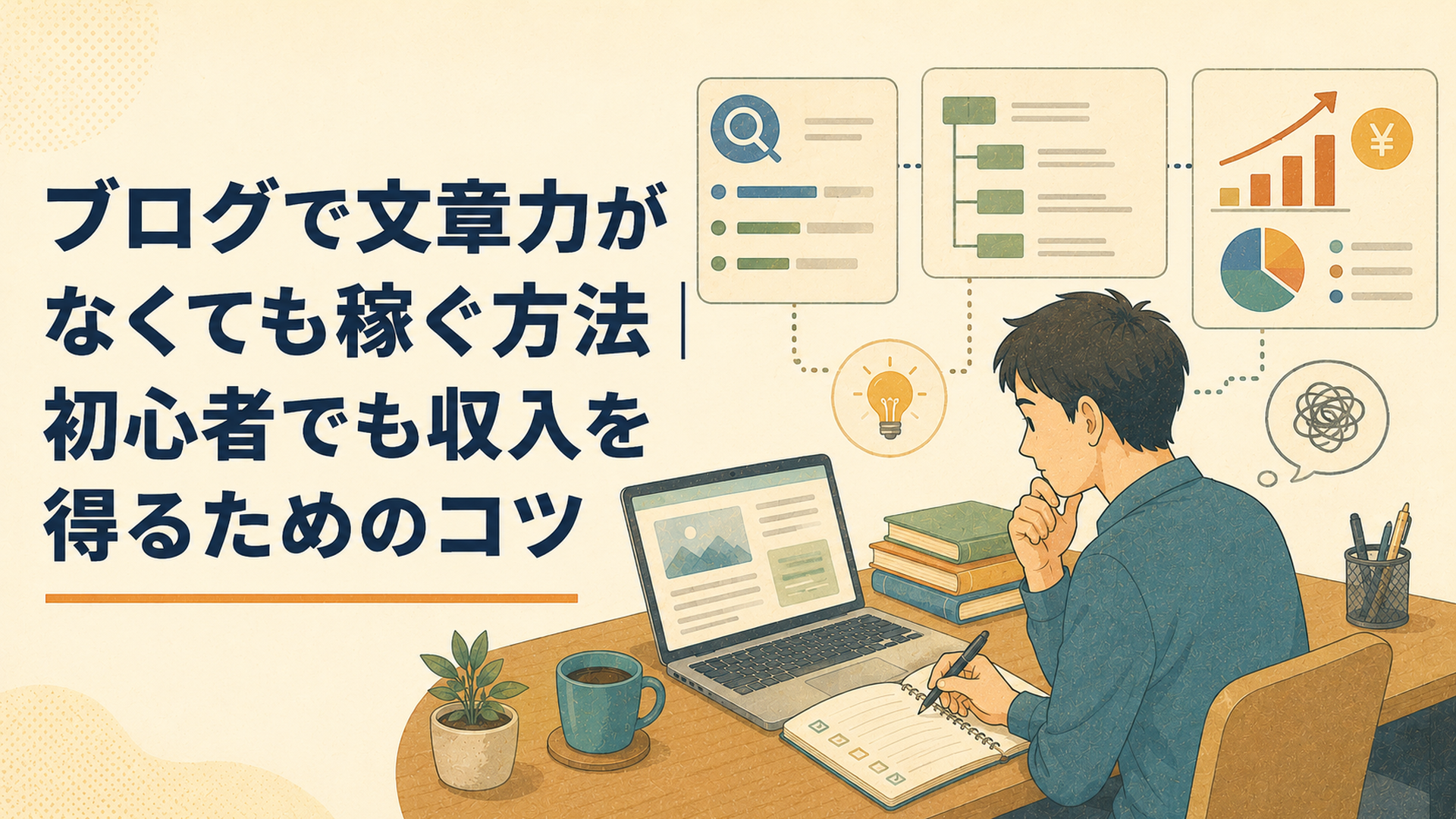 ブログ収益化が難しい4つの理由と検索流入から収益までの改善ポイントを整理したシンプルな図解